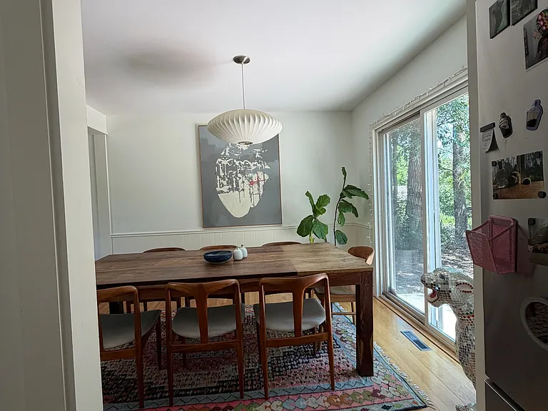 Kitchen flows into the dining room