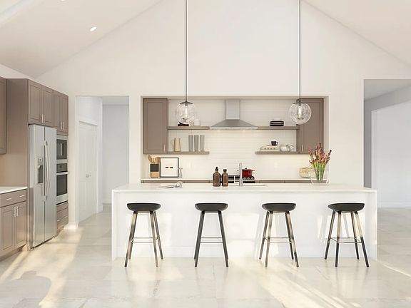Kitchen with vaulted ceiling
