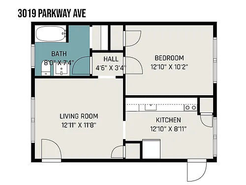 Floor plan 1 Bedroom, 1 Bathroom