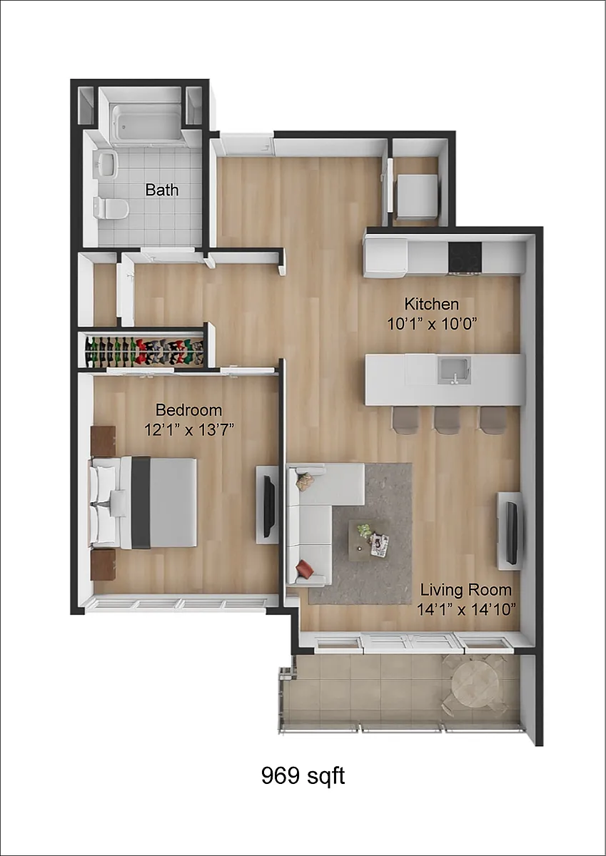 Floor plan One Bedroom - 7 Line