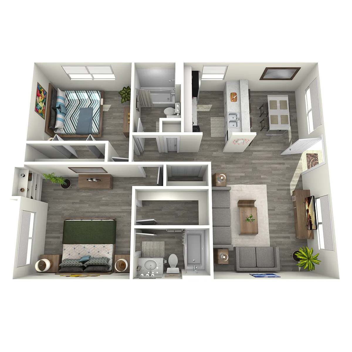 Floor plan B1 | 2 Bed | 2 Bath | Classic