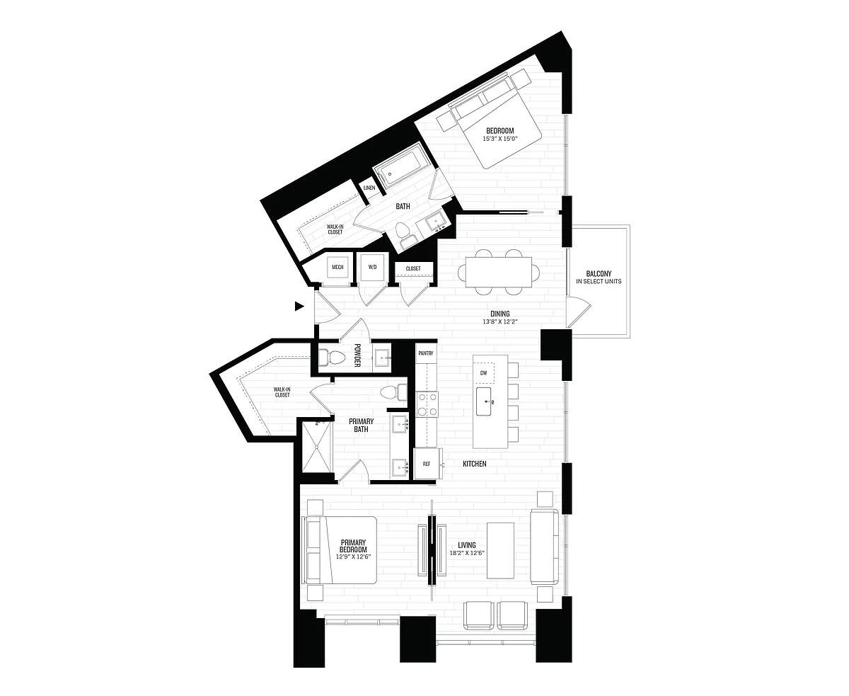 Floor plan 2 Bed/2.5 Bath-B4