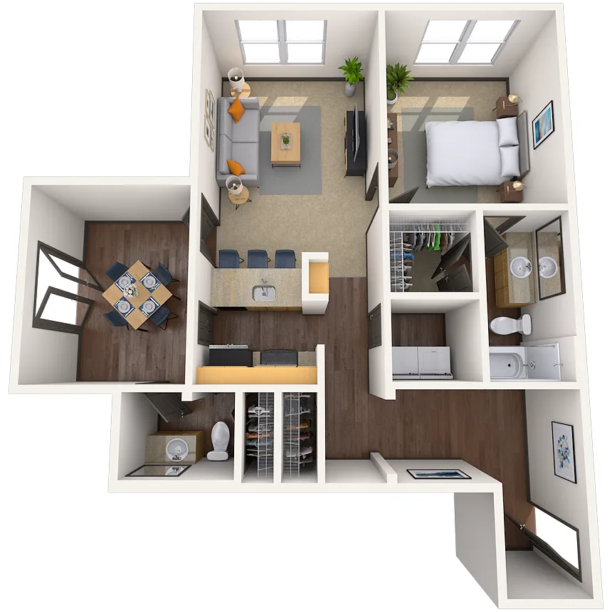 Floor plan Traditional 1x1.5 866-925 SF