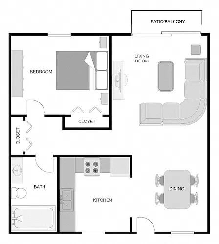 Floor plan 1BR 1BA