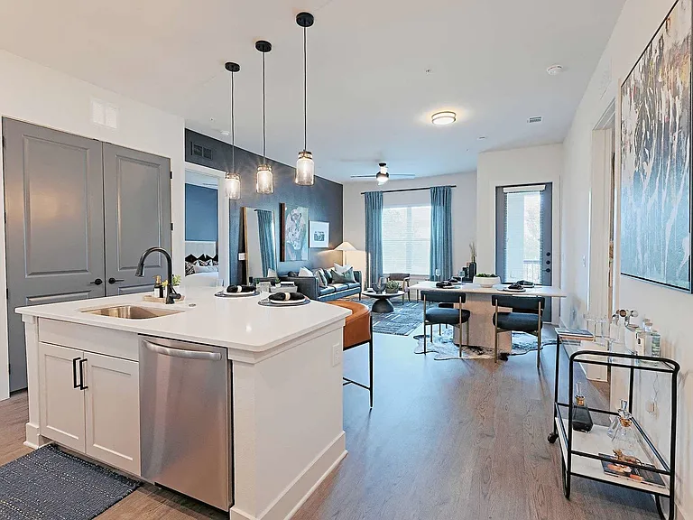 Kitchen, Dining Area, & Living Room