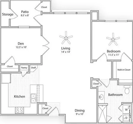 AFWB1 | 1x1 | 1110 sq ft AFWB1 | 1x1 | 1110 sq ft