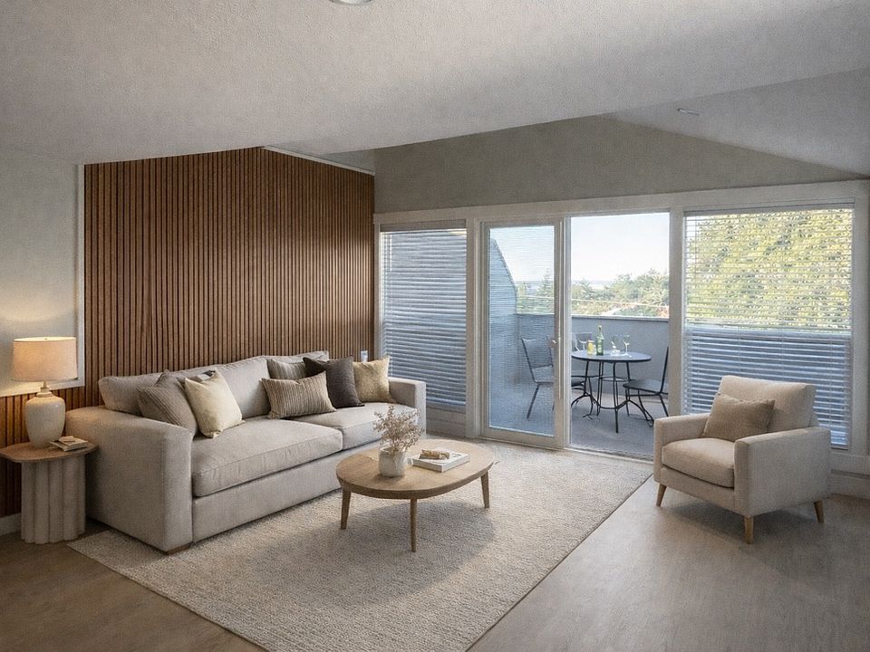 Decorative acoustic sound wood paneling in main living area.