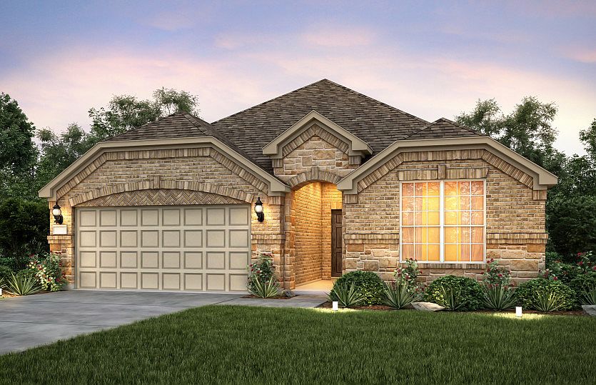 Exterior C with stone accents and a 2-car garage
