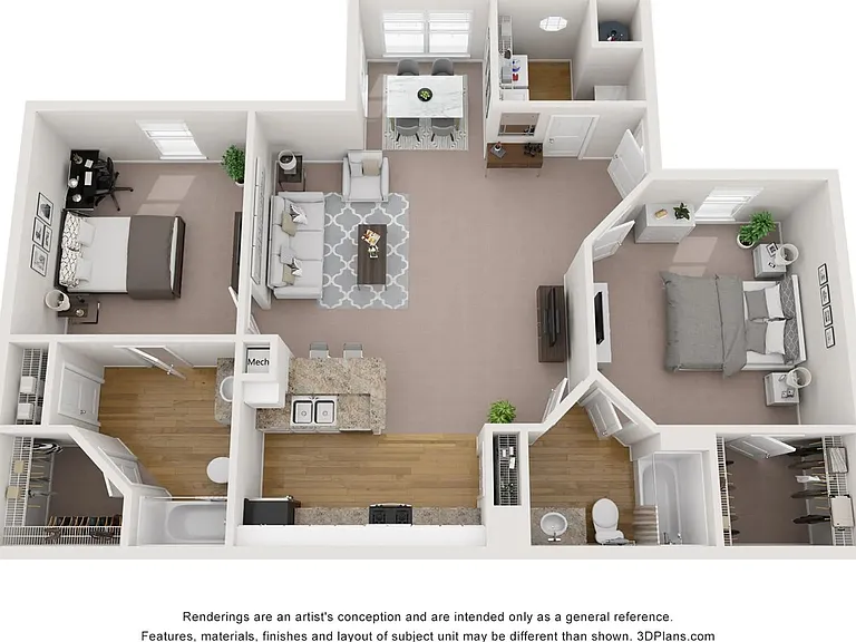 A photo of our 2x2 floor plan, The Magnolia.