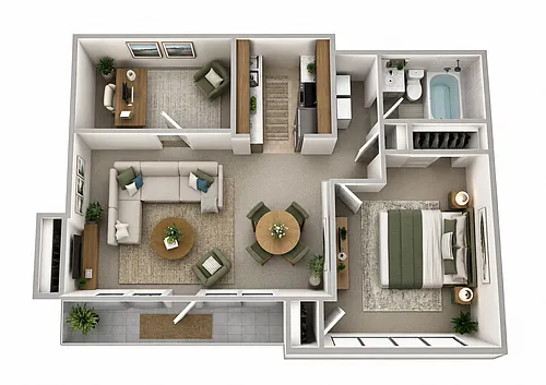 Floor plan 1 Bedroom Den