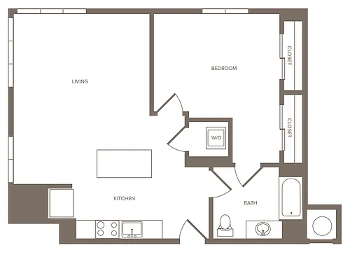 Floor plan 1 Bed/1 Bath-K