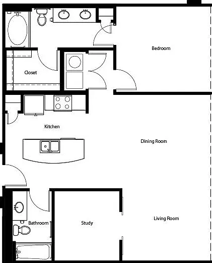 Gallery At Turtle Creek - A5E - 1 Beds - 1 Baths - 1053 Sq. ft.