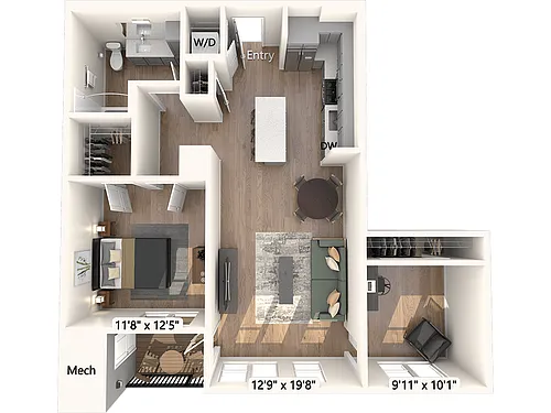 Floor plan AM19D-925sf-1203