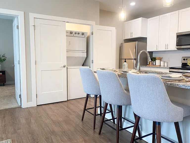 In-unit laundry is tucked away but always ready when you need it. In-unit laundry is tucked away but always ready when you need it.