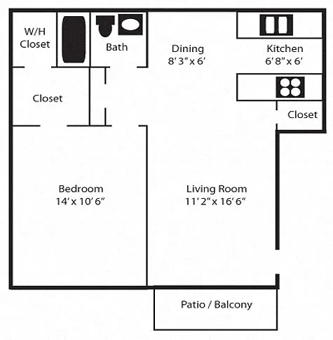 Floor plan 1 Bedroom / Phase 1 & 2