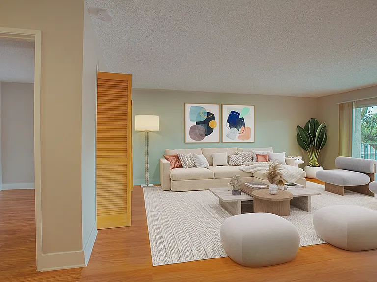 Spacious living room with ample natural light