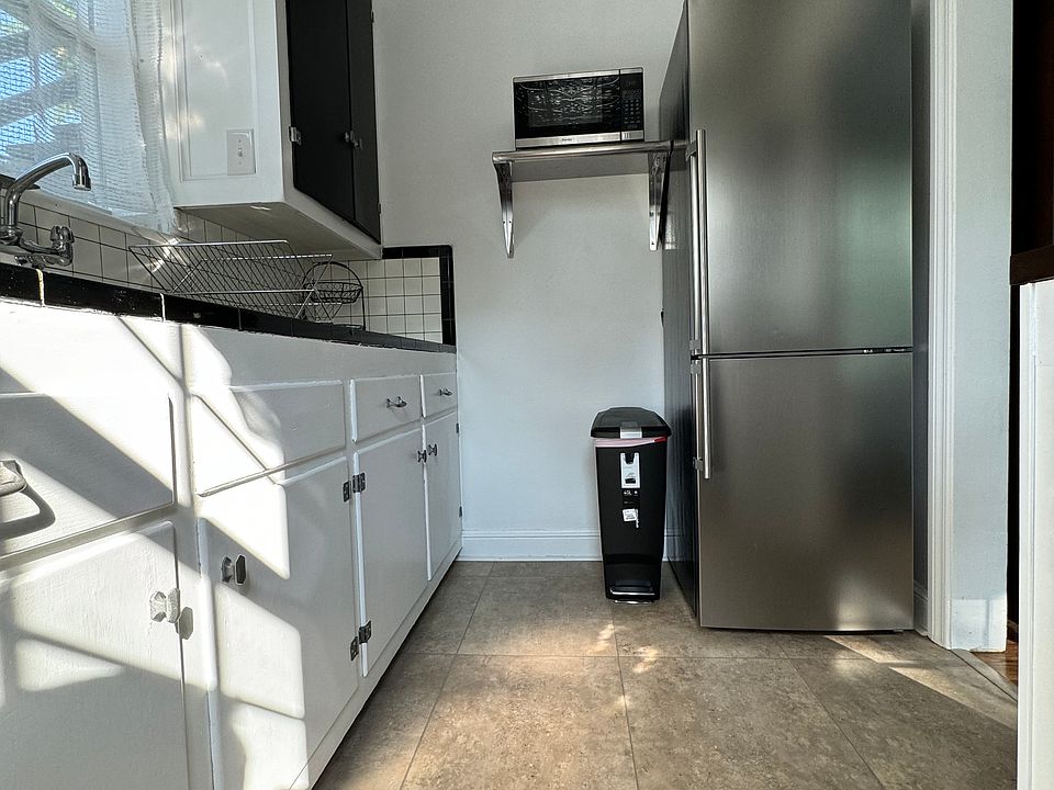 Refrigerator and microwave.