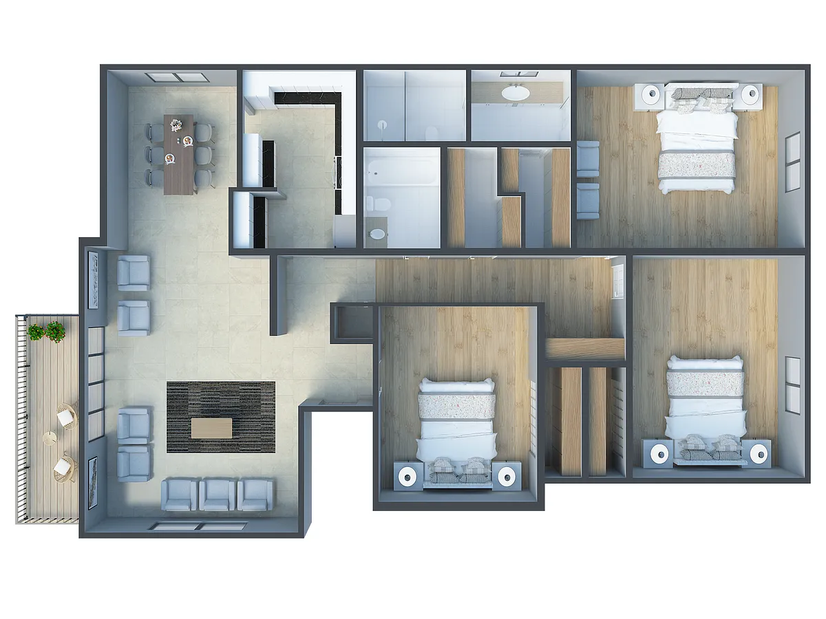 Floor plan 3 Bedrooms 2 Bathrooms