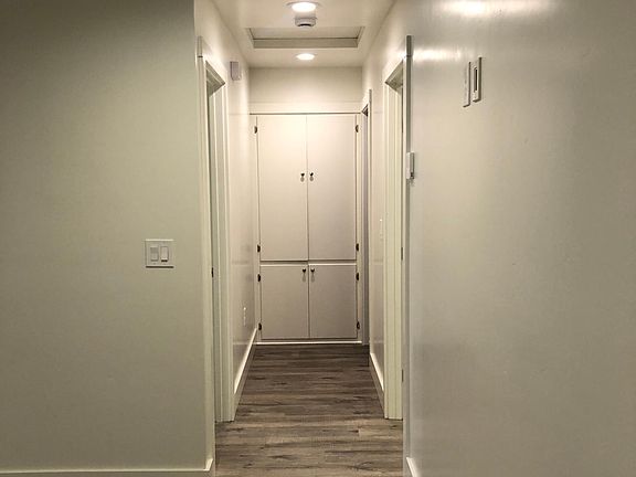 Hall with large storage cabinets