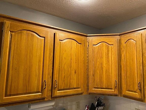 Wooden cabinets in kitchen