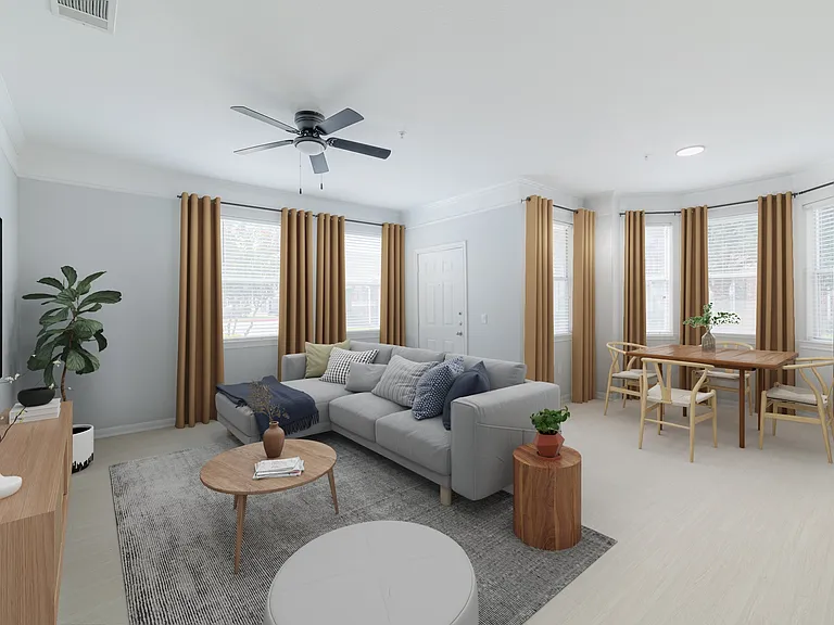 Open concept living and dining areas