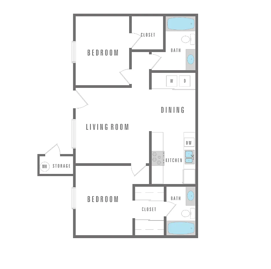 Floor plan 2 Bedroom 2 Bath