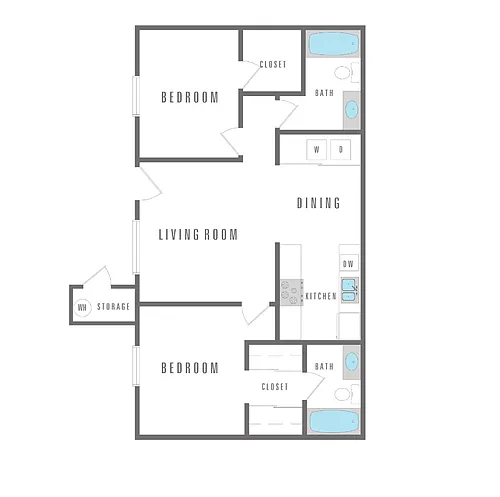 Floor plan 2 Bedroom 2 Bath