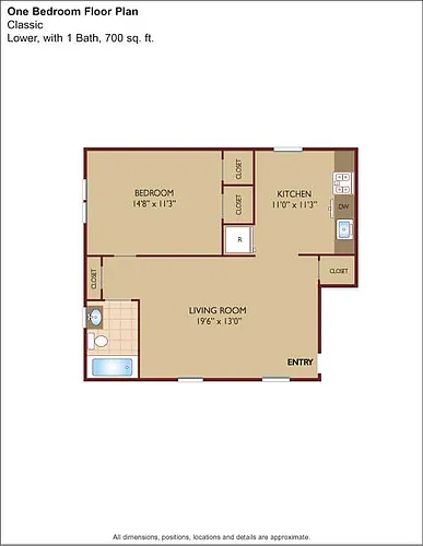 Floor plan $3.41/sq.ft. - One Bedroom