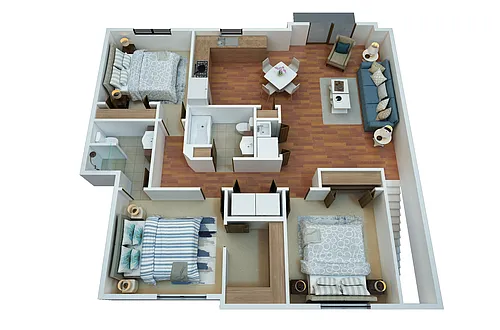 Floor plan 3 Bedrooms 2 Bathrooms