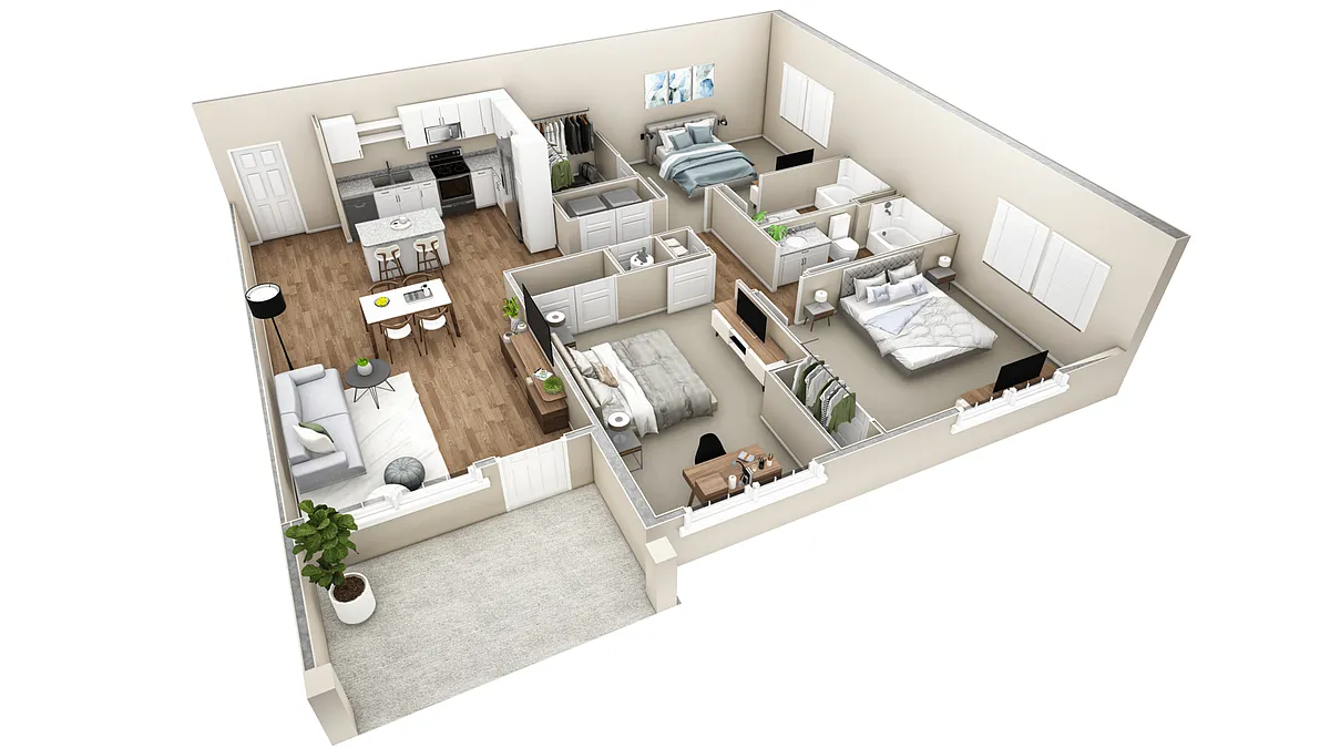 Floor plan 3 BR Premier Courtyard