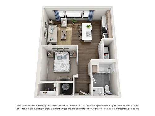 Floor plan 1BD, 1BTH A6