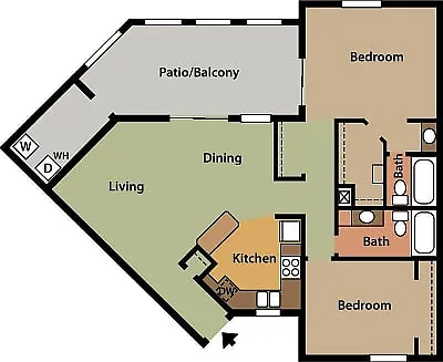 Floor plan Remodeled 2/2 Apt