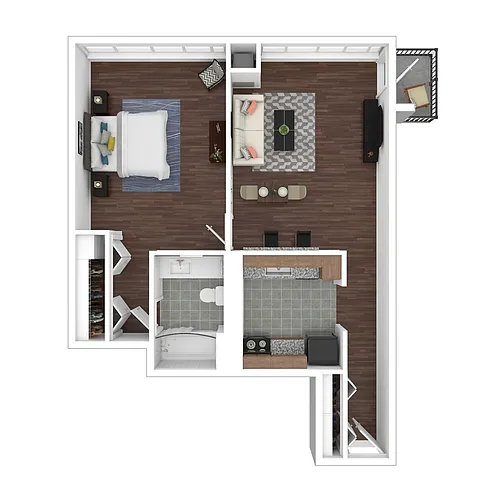 Floor plan Senior Affordable 1 Bedroom (TC, 60% AMI)