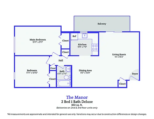 Floor plan The Manor-2 bedroom Deluxe