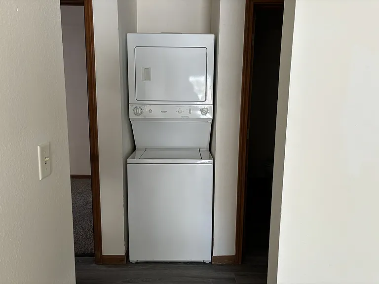 Stackable washer and dryer in unit