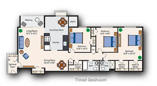 Floor plan 3 Bedroom 2 Bath