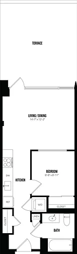 Floor plan Junior 1 Bed/1 Bath-B10