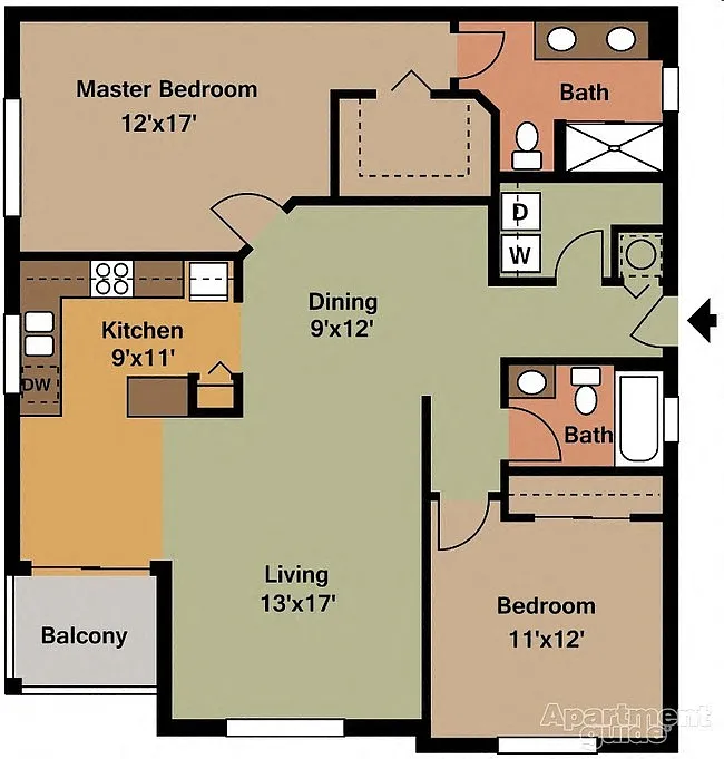 Floor plan 2 Beds 2 Baths - A