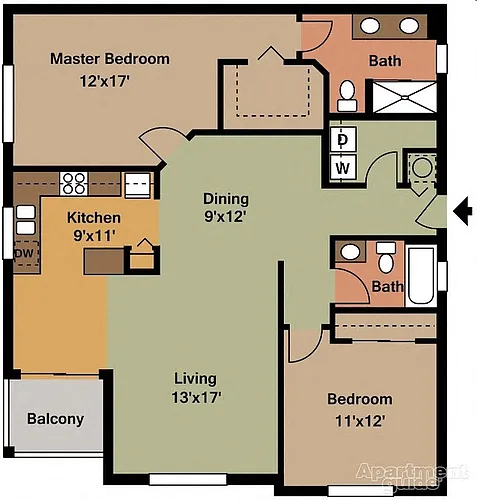 Floor plan 2 Beds 2 Baths - A