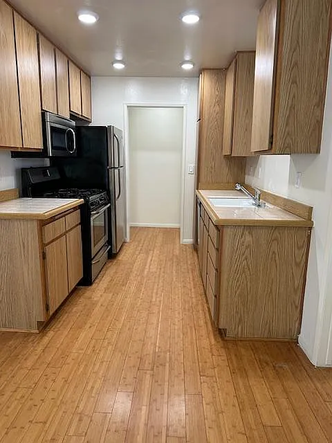 Looking into kitchen from dining area