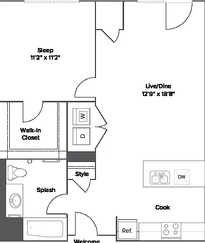 A1 1-Bedroom Floorplan A1 1-Bedroom Floorplan