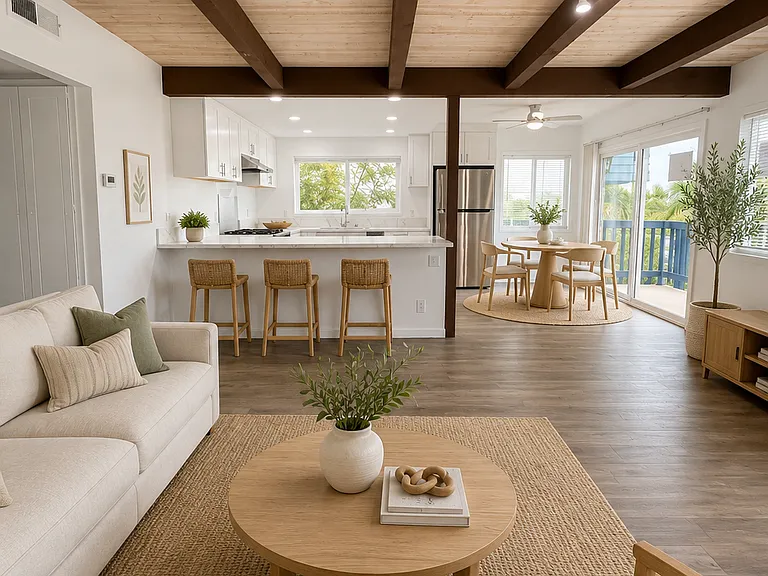 Virtually Staged-Living area and Kitchen