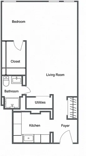 Floor plan Junior 1 Bedroom Type F
