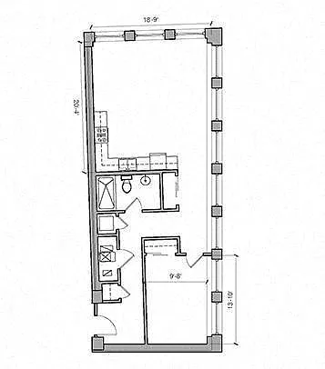 Floor plan TORI - 1 Bed 1 Bath 15-S