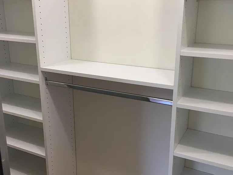 Shelving installed in bedroom closet.