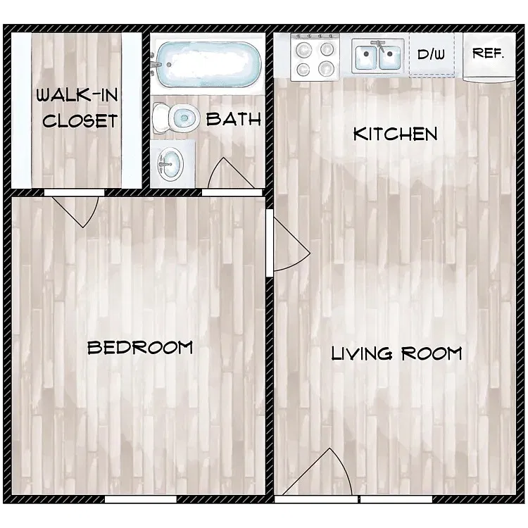 Floor plan La Hacienda - 1x1