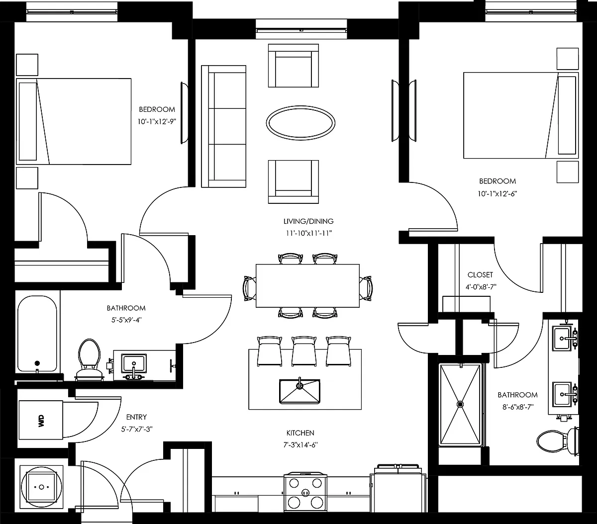 Floor plan B5 - Two Bedroom