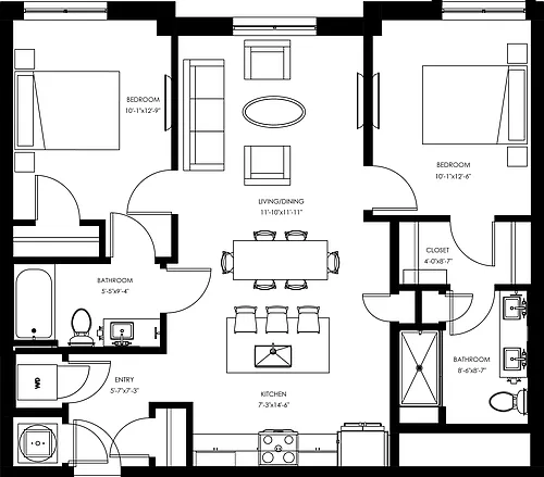 Floor plan B5 - Two Bedroom