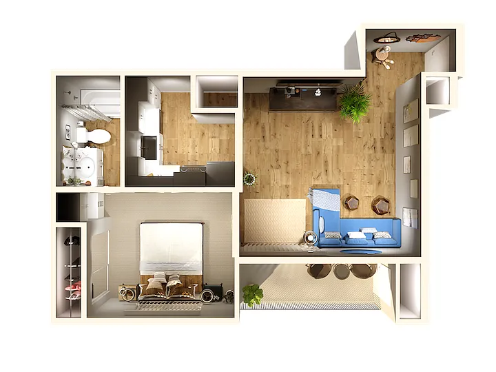 Floor plan 1 Bed/1 Bath small