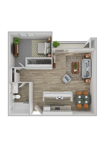 Floor plan 1 Bedroom / 1 Bath - B1